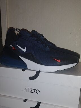 Nike Men’s Air Max 270 Navy Blue, White & Red Sneakers